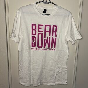 Gildan Medium 2023 White and Pink Bear Down Music Festival Tee